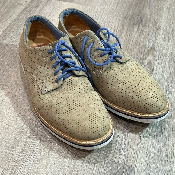 EUC Men’s 1901 US 10 Made in Brazil Leather Suede Derby Oxford Tan Crepe Shoe - Picture 1 of 10